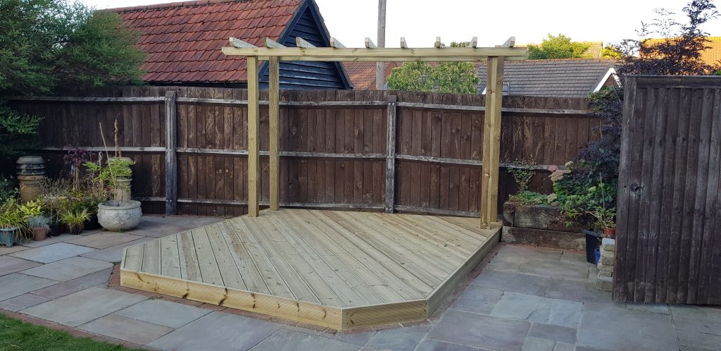 New Decking Over Fishpond With Pergola