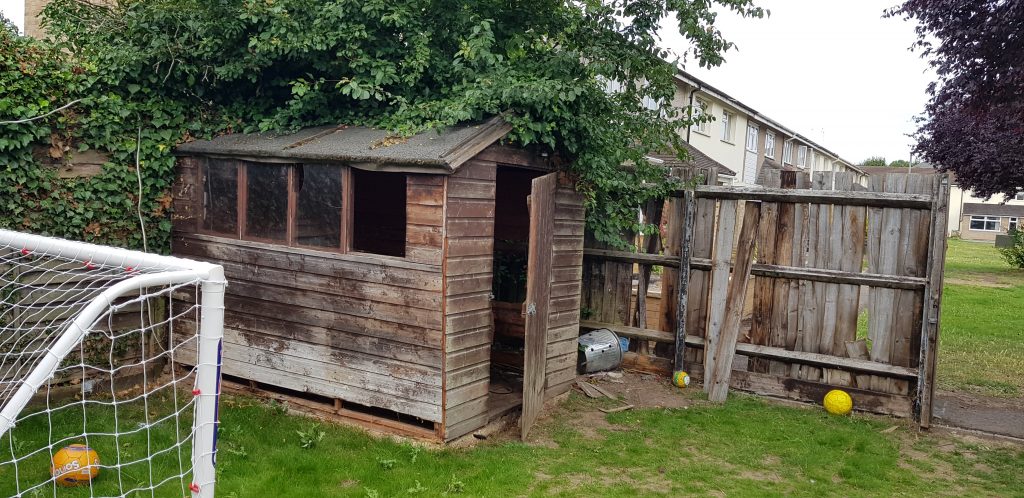 Old Pent Shed & Rear Fence